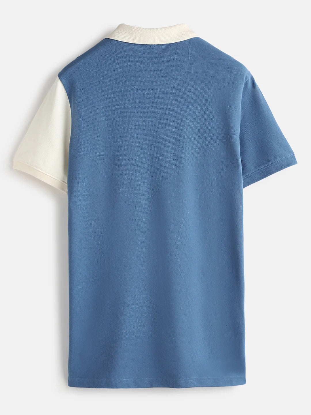Premium Men's Blue & White Color Block Cotton Polo T-Shirt | Regular Fit | Half Sleeve