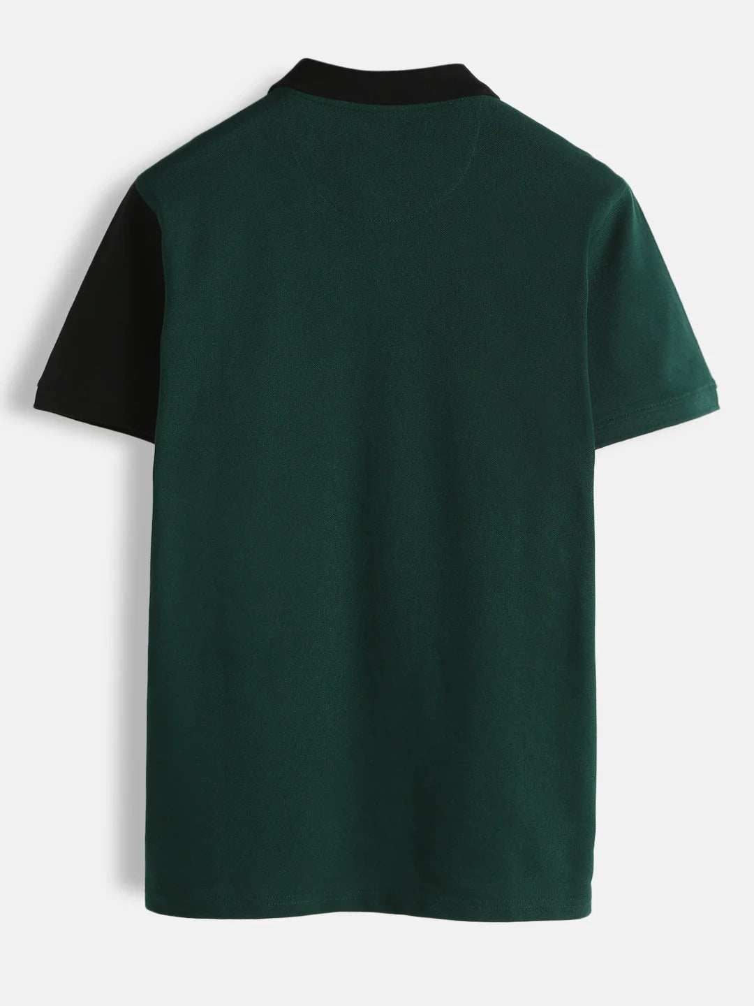Premium Men's Black & Dark Green Color Block Cotton Polo T-Shirt | Regular Fit | Half Sleeve
