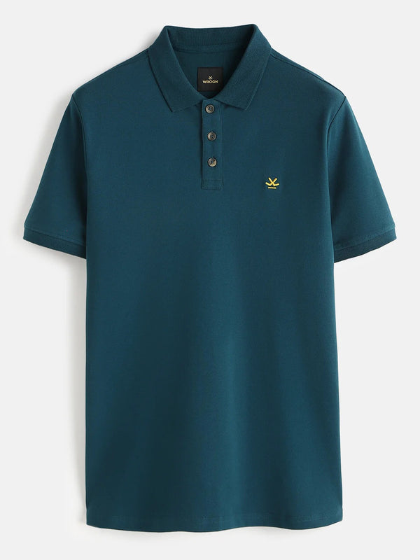 Premium Men's Teal Green Cotton Polo T-Shirt | Regular Fit | Half Sleeve | Solid Casual Polo